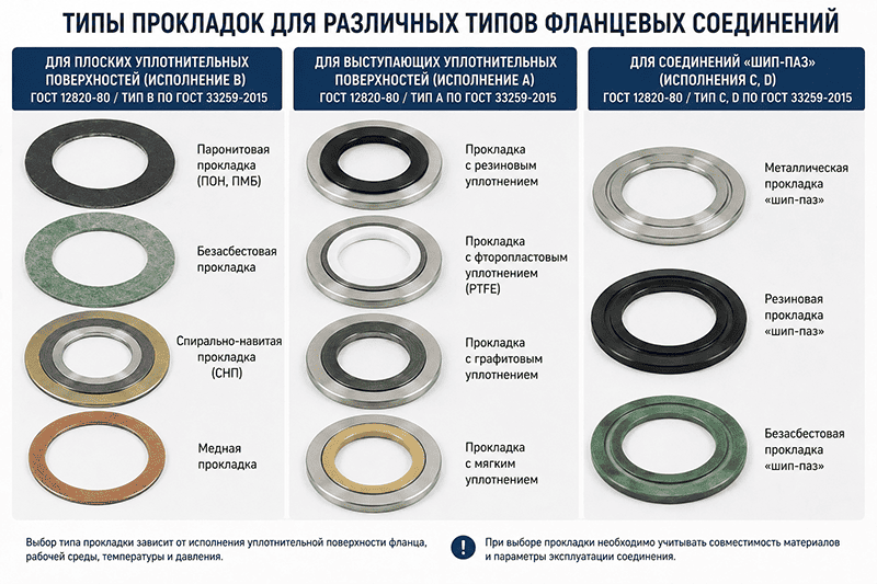 Типы прокладок для фланцевых соединений